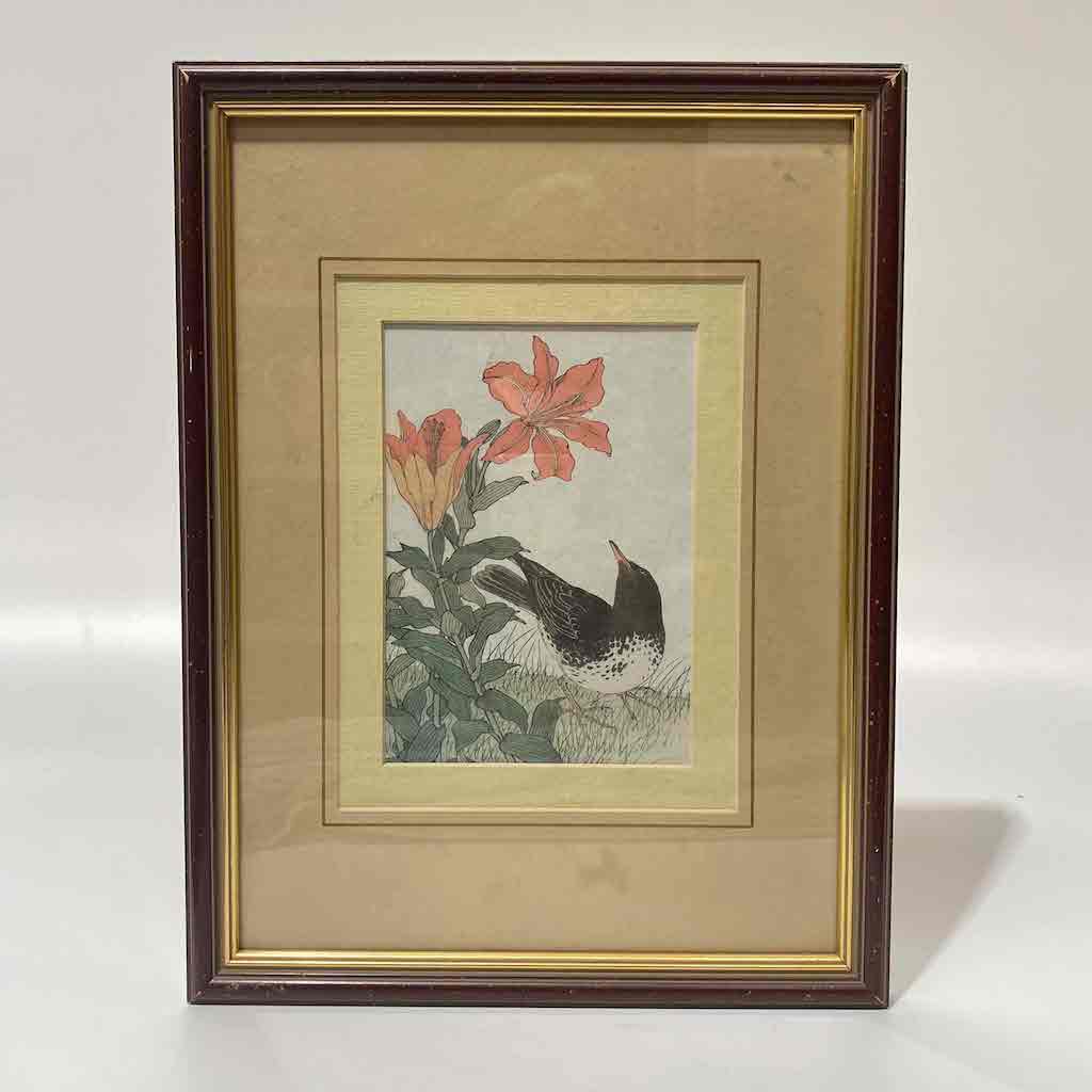 ARTWORK, ART Floral Black Bird 32cmx 42cm B9